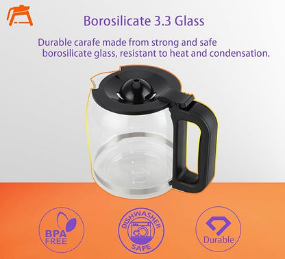 14 Cup Glass Coffee Pot Replacement - Compatible with Cuisinart DCC-3200 Series DCC-2200,DCC-2800,DCC-2600,DCC-1800FR,CBC-7400, CBC-7000PC,CBC-6800 Coffee Makers, Replacement Glass Cofee Carafe