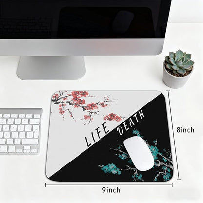 Cherry Blossoms Patterns Desk Mat, Large Gaming Mouse Pad Non-Slip Rubber Base with Stitched Edges, Waterproof Protection for PC Laptop Home Office Desk Decor (8x9in)