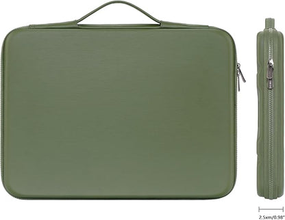 DOMISO 17 inch Laptop Sleeve with Handle Shockproof Computer Bag Waterproof EVA Protective Carrying Case for 17.3" HP Dell Asus Lenovo Laptop, Green