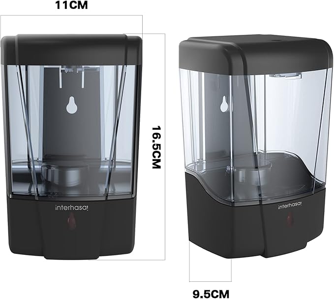 interhasa! Soap Dispenser, Touchless Hand Sanitizer Dispenser Wall Mount Automatic Kitchen Soap Dispenser for Commercial Home, Office, 600ml/20oz Black