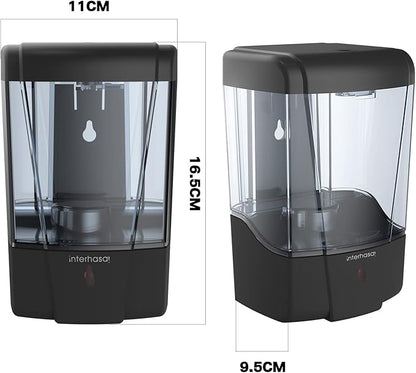 interhasa! Soap Dispenser, Touchless Hand Sanitizer Dispenser Wall Mount Automatic Kitchen Soap Dispenser for Commercial Home, Office, 600ml/20oz Black
