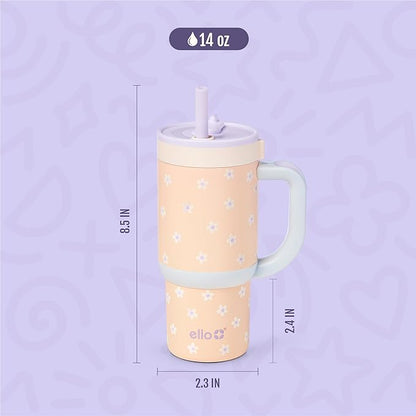 Ello Oasis 14oz Stainless Steel Tumbler - Orange Daisies