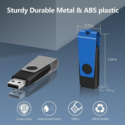 Thumb Drive AGECASH Bulk 20Pack 128MB USB Flash Drive, USB 2.0 Flash Drive Pack of 20, Swivel Pen Drive USB Memory Stick Memoria USB Key Zip Jump Drives with Lanyards & Lables (Not 128GB, Mixcolor)