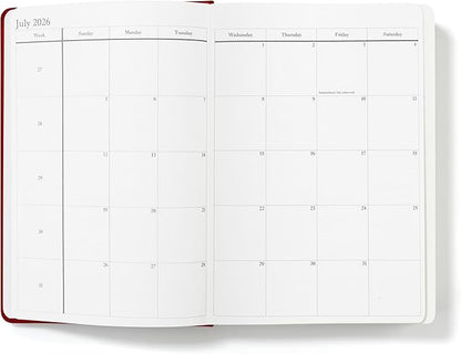 Wykeham's Executive 2026 Daily Journal Planner – US Public Holidays & Format – Customization Available (Crimson, 8.5"×5.5")