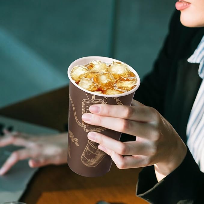 Paper Cups 16 oz 180 Pack, Disposable Coffee Cups, Dispoable Paper Drinking Cup for Coffee, Hot Cups for Party, Picnic, Travel, and Events