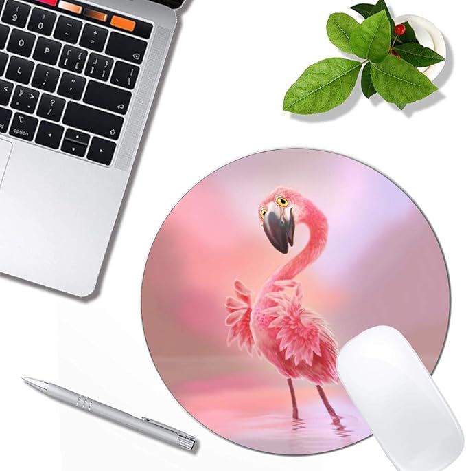 Yeah Flamingo Mouse Pad Round Non-Slip Rubber Mousepad Laptop Office Computer Decor Cute Desk Accessories Customized Design Mouse Pad