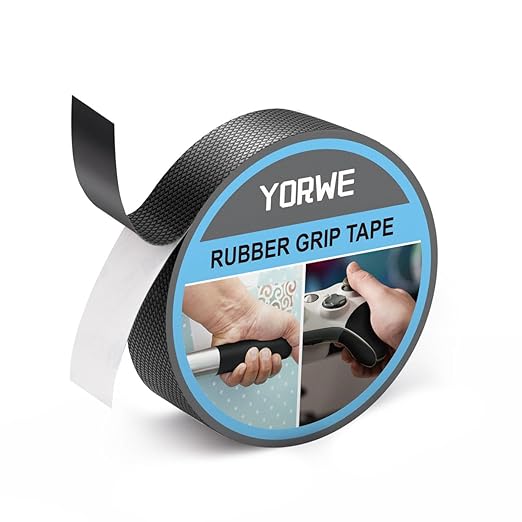 Rubber Grip Tape, Ultra-Thin Strong Adhesive Anti-Slip Waterproof Heat Resistant Wear-Resistant Cushion Pad, Making Handles or Contact Surfaces Safer, with Grip and Comfort (Black, 1In x 10Ft)