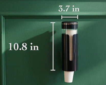 Seveny Bathroom Cup Dispenser, Wall Mount 4-7 oz Disposable Mouthwash Paper Cups, Pull-Type Cup Holder for Guest Toiletries, Dining Room, Kitchen, Coffee Stations, BPA Free, Black