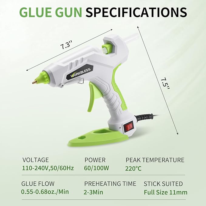 Hot Glue Gun Full Size, 60W/100W Dual Temp Glue Gun, Fast Heating Heavy and Duty Glue Gun with 20PCS Glue Sticks for Arts, Home Repair, Professional DIY & Industrial Use