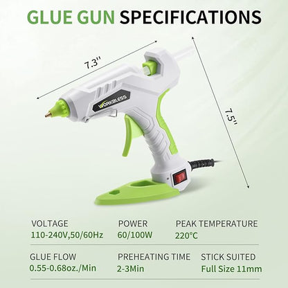 Hot Glue Gun Full Size, 60W/100W Dual Temp Glue Gun, Fast Heating Heavy and Duty Glue Gun with 20PCS Glue Sticks for Arts, Home Repair, Professional DIY & Industrial Use