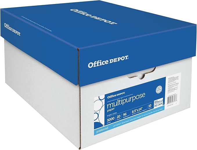 Office Depot Extra Bright Copy Paper, 8 1/2in. x 14in. Legal, 20 Lb., 90 Brightness, Case Of 10 Reams