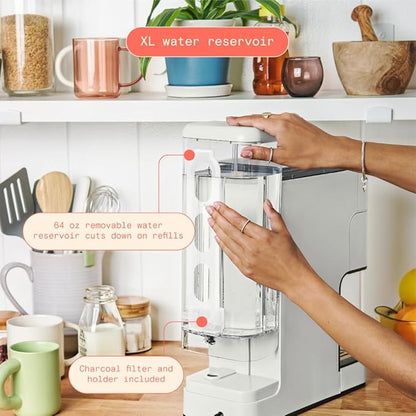 Beautiful Single Serve Coffee Maker with Built-In Burr Grinder, Hot or Iced, Pod-Free, 6 Brew Sizes, 3 Strengths, Touch Display, Reusable Filter, 64oz Reservoir, Slim Design (White Icing)