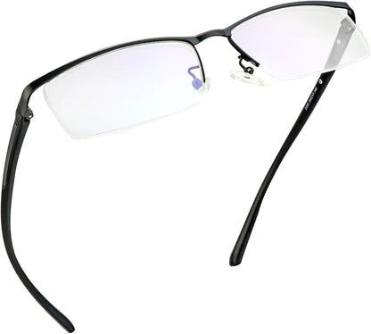 LifeArt Alloy Semi-Rimless Reading Glasses,Blue Light Blocking Glasses, Anti Eyestrain, Computer Gaming Glasses, TV Glasses for Women, Anti Glare (Black, +0.50 Magnification)