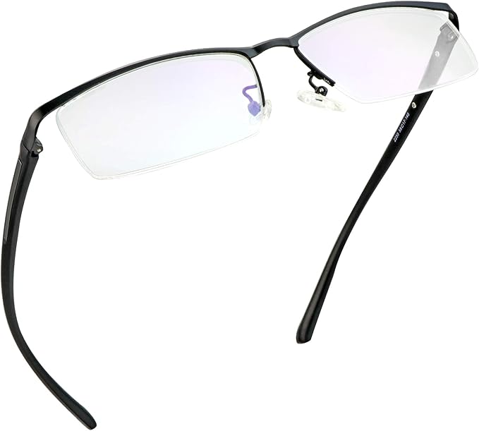 LifeArt Alloy Semi-Rimless Reading Glasses,Blue Light Blocking Glasses, Anti Eyestrain, Computer Gaming Glasses, TV Glasses for Women, Anti Glare (Black, +2.50 Magnification)