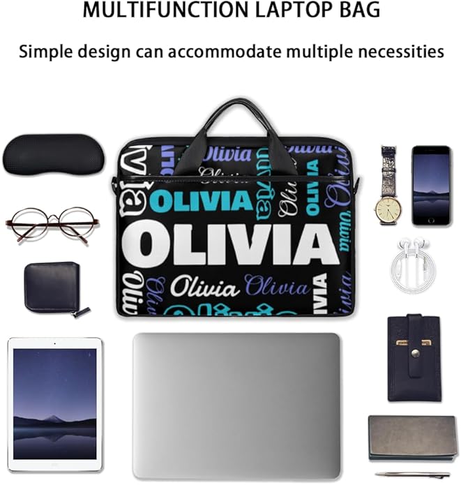 Custom-Laptop-Bag 15 Inch with Name Photo Personalized-Computer-Shoulder-Case Briefcases for Women Men Business