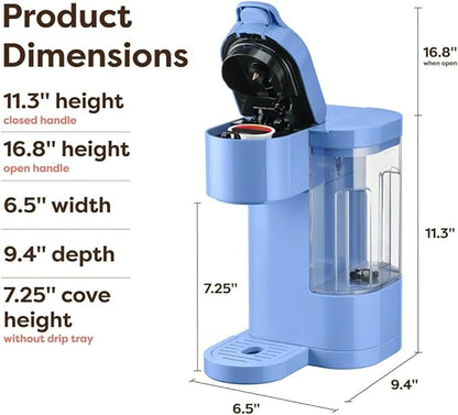 Keuriig K-Express Essentials Single Serve Coffee Maker, 3 Cup Sizes, 36oz Removable Reservoir, kcup Pod Compatible, Fast Brew, Travel Mug Friendly, Auto-Off, Compact 6.5” Design, Bluebell