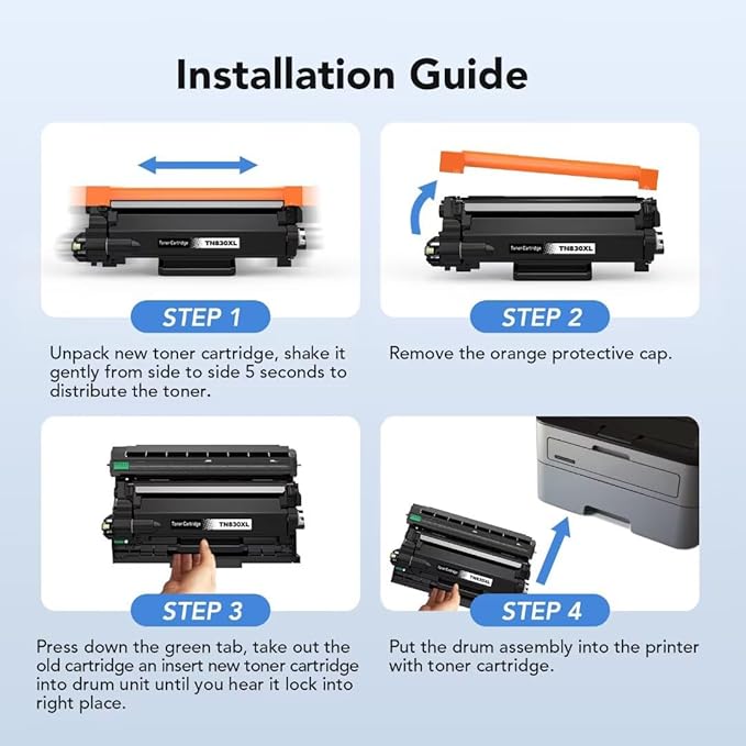 TN830XL TN830 Toner Compatible Replacement for Btother TN830XL TN830 Toner Cartridges Use with HL-L2460DW DCP-L2640DW HL-L2400D HL-L2405W MFC-L2820DW HL-L2405W HL-L2400D 2465DW Printer (2 Black)