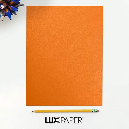 LUXPaper 8.5” x 11” Paper for Crafts and Printing in Flame Metallic, Scrapbook and Office Supplies, 50 Pack (Orange)