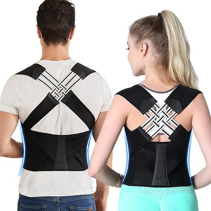 Posture Corrector for Women and Men,Adjustable Shoulder Straightener,Back Support Brace,Upper Spine scoliosis, hunchback Black X-Large