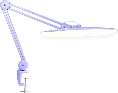 Neatfi XL LED Desk Lamp with Clamp, 2200 Lumens, 20W, 20-Inch Wide Head, Dimmable 4 Brightness Levels, 3 Color Modes 3000K–6000K, Task Light for Home Office, Crafts, Workbench (CCT, Lavender)