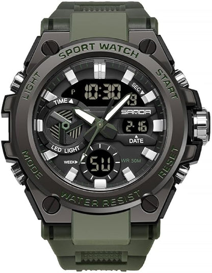 KXAITO Men's Watches Sports Outdoor Waterproof Military Watch Date Multi Function Tactics LED Alarm Stopwatch
