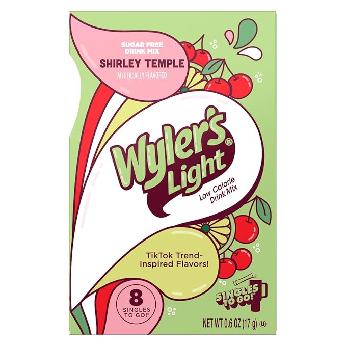 Wyler's Light Shirley Temple - Singles to Go Powdered Drink Mix - Pack of 3-8 Per Box 24 Total Servings - Delicious Tasting Shirley Temple Flavor