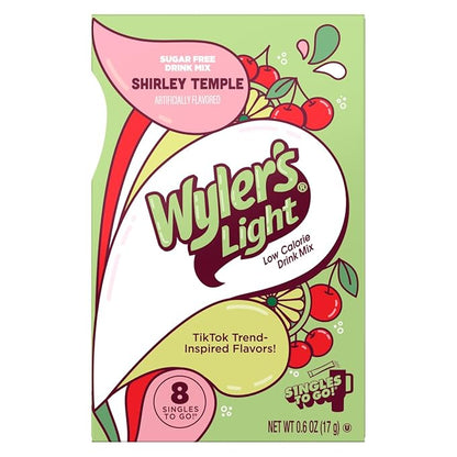 Wyler's Light Shirley Temple - Singles to Go Powdered Drink Mix - Pack of 3-8 Per Box 24 Total Servings - Delicious Tasting Shirley Temple Flavor