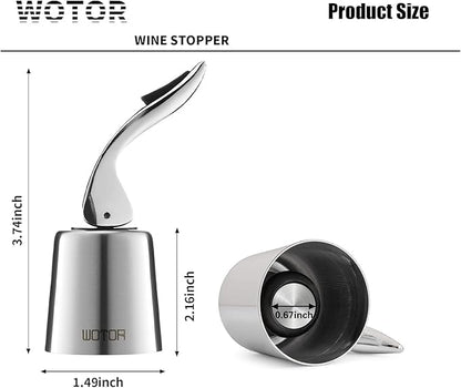 WOTOR Wine Stoppers Stainless Steel Wine Bottle stopper Plug with Silicone Reusable Wine Saver Leak proof Keep Fresh Triple Color 3 pack