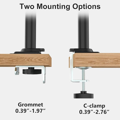 WALI Dual Monitor Mount, 13-32 Inch Adjustable Spring Dual Monitor Arm for Desk Holds Max 19.8 lbs Screens, Swivel Vesa Bracket with C Clamp, Grommet Mounting, Monitor Arms for 2 Monitors (GSDM002)