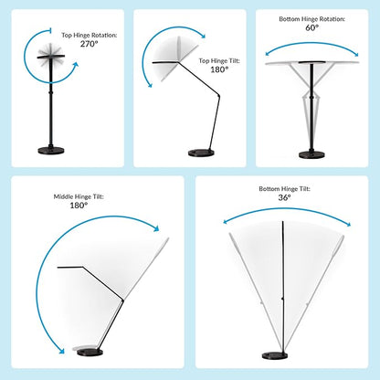 Vari LED Studio Lamp- Varidesk Modern Desk Lamp for Home Office- Flexible Positioning, Stable Base- Three Color Settings- Bright Task Lamp- Ideal for Study Area and Workspaces