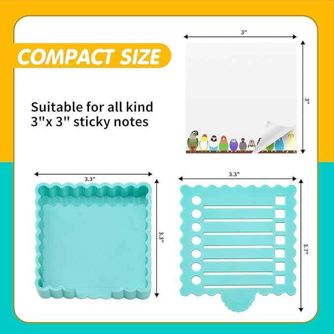 Sticky Notes Holder Cute with Stencil, Wavy Self-Stick Notepad Holder, Note Dispenser for Desk(Blue)