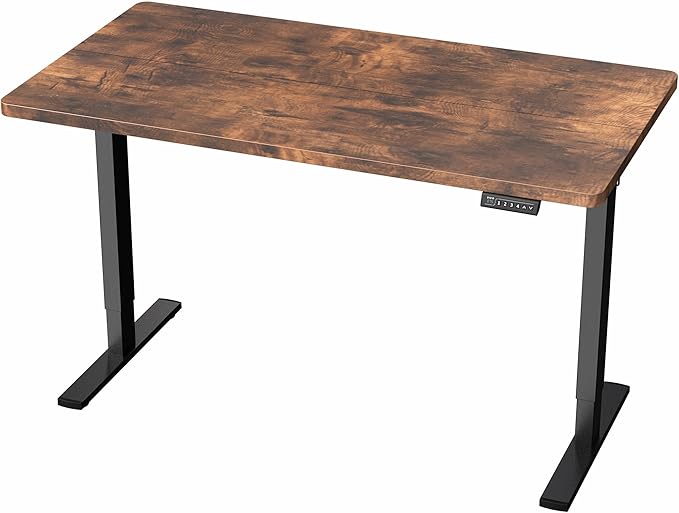 VIVO Electric 43 x 24 in Standing Desk, Memory Height Adjustment, 1B Series, Rustic Vintage Brown Top, Black Frame, DESK-1B4N
