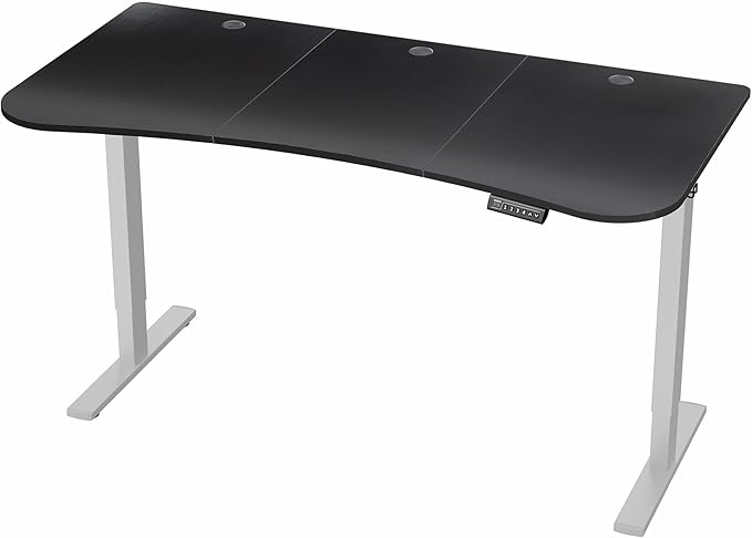 VIVO Electric 63 x 32 in Standing Desk, Memory Height Adjustment, 1B Series, Black Carbon Fiber Top Gray Frame, DESK-KIT-1G1R