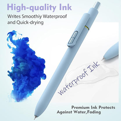 8 Pack Blue Ink Gel Pens，Quick-Dry 0.7mm Fine Point Fidget Pens for Smooth Writing, Journaling & Drawing, Aesthetic Morandi Color Pens for Women, School & Office Supplies (Morandi Blue Ink)