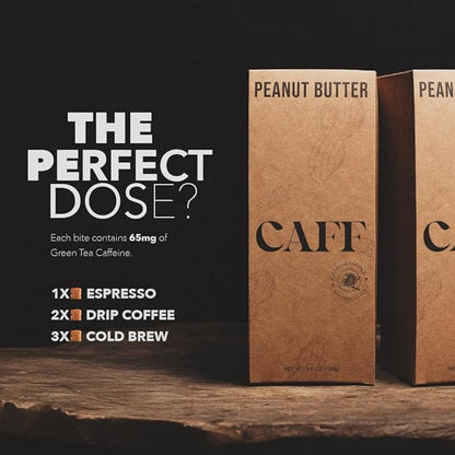 CAFF All Natural Energy Bites - Caffeinated Peanut Butter Bite for Energy Boost - 65mg Caffeine Peanut Butter Bars – 20 Calorie Organic Caffeine Snacks - Gluten-Free, Keto (20 Bites)