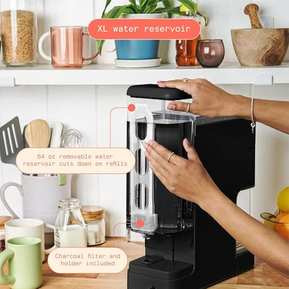 Beautiful Single Serve Coffee Maker with Built-In Burr Grinder, Hot or Iced, Pod-Free, 6 Brew Sizes, 3 Strengths, Touch Display, Reusable Filter, 64oz Reservoir, Slim Design (Black Sesame)