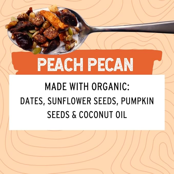 Wildway Keto Granola with Organic Ingredients | Peach Pecan | Grain-Free, Gluten-Free Cereal | Vegan, Low Carb & No Sugar Added | Paleo-Friendly, Non-GMO | Nutrient-Rich Fruit & Nut Snack | 8oz