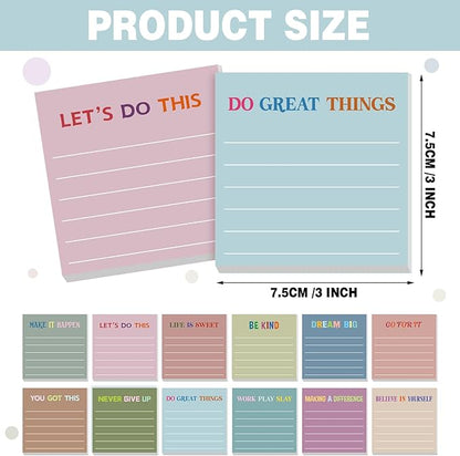 Yinder 24 Pcs Inspirational Sticky Notes Christmas Stocking Stuffers Motivational Sticky Notes Pad Employee Appreciation Gift Bulk for Teacher Nurse Coworker Office 3 x 3'' (Motivational,Morandi)