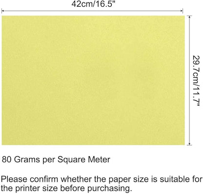 MECCANIXITY 50 Sheets Colored Copy Paper 16.5 x 11.7 Inch Printer Paper 80gsm Light Yellow for Office Printing, Document Copying, Invitations, Forms, Art Projects