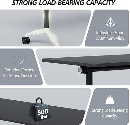 Folding Conference Table Modern Large Mobile Meeting Table Rolling Conference Room Tables with Wheels Seminar Tables for Office Training Classroom (2, Black, 70.9" D X 23.6" W X 29.5" H)