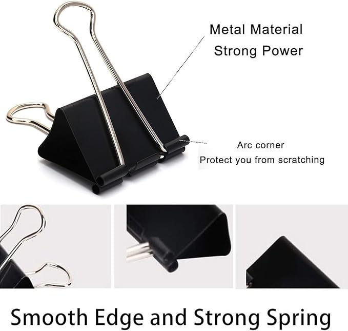 Extra Large Binder Clips 2.4 Inch (20 Pack), Upgrade Big Clips Paper Clamps for Office and Home Supplies, Black