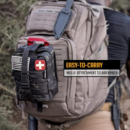 EVERLIT 250 Pieces Survival First Aid Kit IFAK EMT Molle Pouch Survival Kit Outdoor Gear Emergency Kits Trauma Bag for Camping Boat Hunting Hiking Home Car Earthquake and Adventures