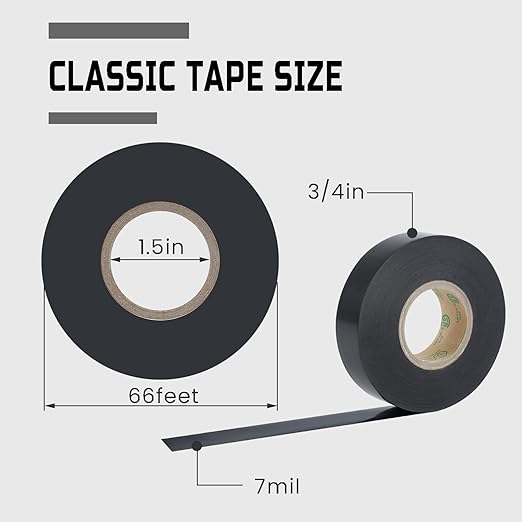 Lichamp 15-Pack Black Electrical Tape Waterproof, 3/4 in x 66ft, Industrial Grade UL/CSA Listed High Temp Electrical Tape Electric Super Vinyl