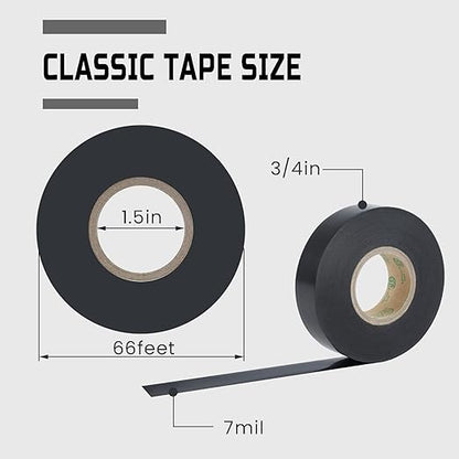 Lichamp 15-Pack Black Electrical Tape Waterproof, 3/4 in x 66ft, Industrial Grade UL/CSA Listed High Temp Electrical Tape Electric Super Vinyl