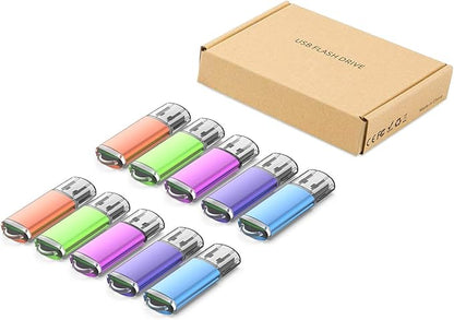 4GB USB Flash Drive 10 Pack Easy-Storage Memory Stick K&ZZ Thumb Drives Gig Stick USB2.0 Pen Drive for Fold Digital Data Storage, Zip Drive, Jump Drive, Flash Stick, Mixed Color