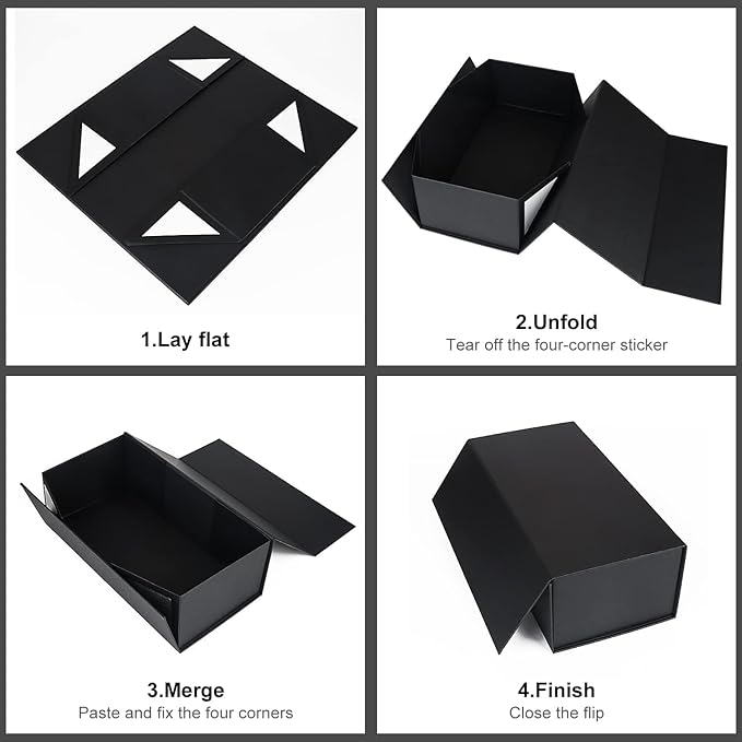 Gift Boxe 12" x 6" x 4" with Magnetic Closure Lid Gift Boxes for Presents,Bridesmaid Gifts Box,Cute Box,Birthday Gift box,Luxury for Gift Packaging, Magnetic Gift Box for Wrapping Gifts (Black/5PCS)