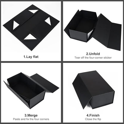Gift Boxe 12" x 6" x 4" with Magnetic Closure Lid Gift Boxes for Presents,Bridesmaid Gifts Box,Cute Box,Birthday Gift box,Luxury for Gift Packaging, Magnetic Gift Box for Wrapping Gifts (Black/5PCS)