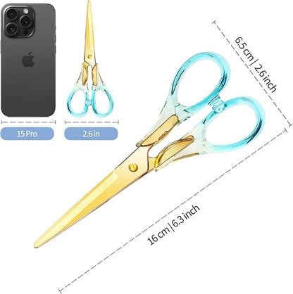 6.3 Inch Precision All - Purpose Craft Scissors, Stainless Steel Blade for Superior Cutting, Blue Acrylic Handle for Comfort, Ideal for Office, Home & School Crafters