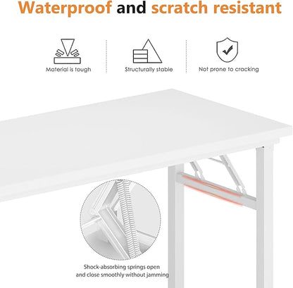 DlandHome 47 inches Folding Table Computer Desk Portable Activity Table Conference Table Home Office Desk, Fully Assembled White DND-ND5-120WW