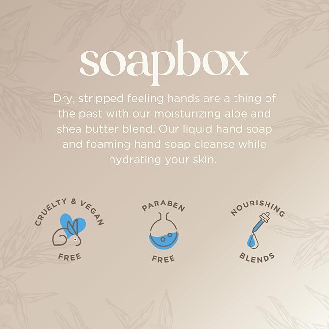 Soapbox Liquid Hand Soap, Sea Minerals & Aloe - Gentle & Moisturizing Hand Wash for Kitchen and Bathroom, Vegan & Cruelty Free Scented Hand Soap 12 Ounce Pump Bottles (Pack of 3)